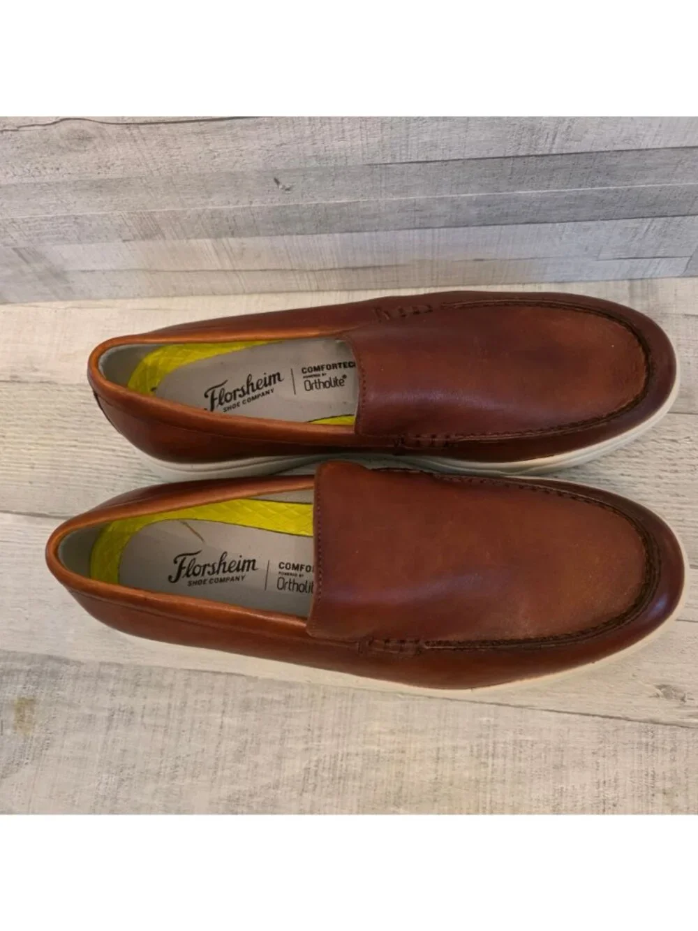 Florsheim Mens Comfortech Slip-On Leather Loafers Size 9M Brown Casual Shoes
